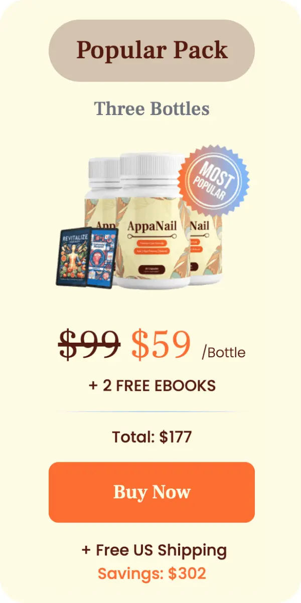 AppaNail Popular Pack - 3 bottles 90-day supply at $59 per bottle, free US shipping and 2 free digital bonuses